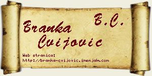 Branka Cvijović vizit kartica